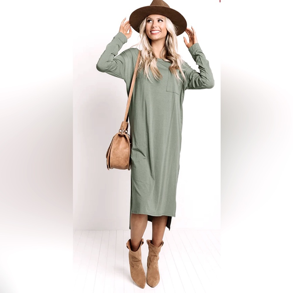 30 STAY EASY LONG SLEEVE T-SHIRT MIDI DRESS